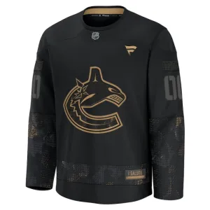 Fanatics Vancouver Canucks Pelipaita 2024-2025 Military Appreciation Practice Musta ( Omalla Nimellä )