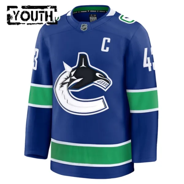 Fanatics Vancouver Canucks Quinn Hughes Lasten Pelipaita 2024-2025 Koti Premium Sininen