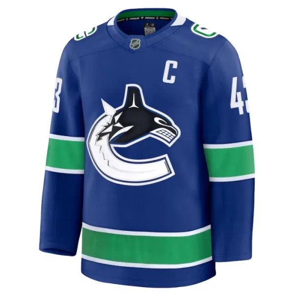 Fanatics Vancouver Canucks Quinn Hughes Pelipaita 2024-2025 Koti Premium Sininen