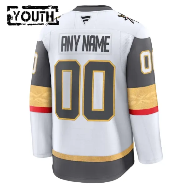Fanatics Vegas Golden Knights Lasten Pelipaita 2024-2025 Vieras Premium Valkoinen ( Omalla Nimellä )