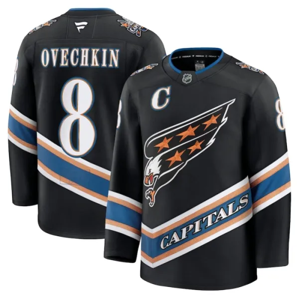 Fanatics Washington Capitals Alexander Ovechkin Pelipaita 2024-2025 Kolmos Premium Musta Fanatics Washington Capitals Alexander Ovechkin Pelipaita 2024-2025 Kolmos Premium Musta