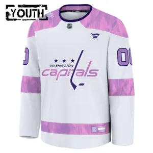 Fanatics Washington Capitals Lasten Pelipaita 2024-2025 Hockey Fights Cancer Practice Valkoinen ( Omalla Nimellä )
