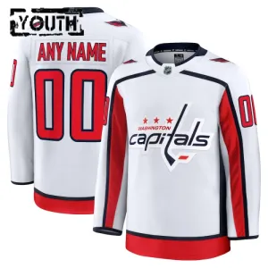 Fanatics Washington Capitals Lasten Pelipaita 2024-2025 Vieras Premium Valkoinen ( Omalla Nimellä )