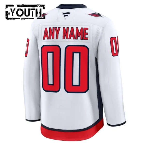 Fanatics Washington Capitals Lasten Pelipaita 2024-2025 Vieras Premium Valkoinen ( Omalla Nimellä )