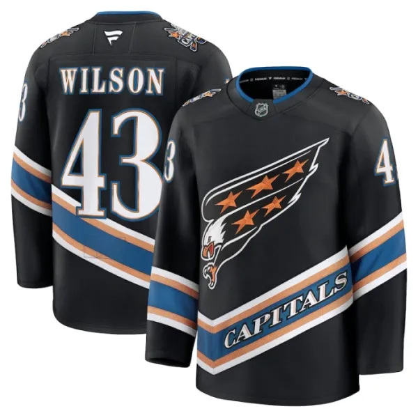 Fanatics Washington Capitals Tom Wilson Pelipaita 2024-2025 Kolmos Premium Musta Fanatics Washington Capitals Tom Wilson Pelipaita 2024-2025 Kolmos Premium Musta