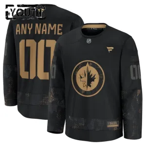 Fanatics Winnipeg Jets Lasten Pelipaita 2024-2025 Military Appreciation Practice Musta ( Omalla Nimellä )