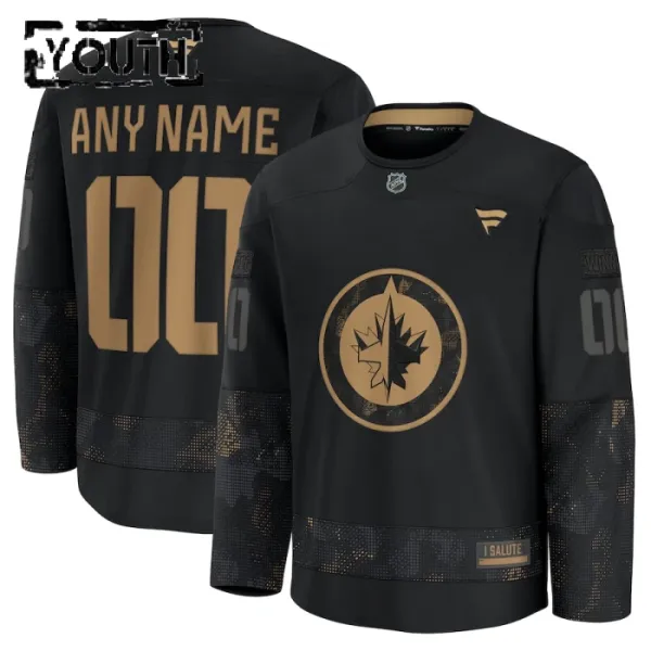 Fanatics Winnipeg Jets Lasten Pelipaita 2024-2025 Military Appreciation Practice Musta ( Omalla Nimellä ) Fanatics Winnipeg Jets Lasten Pelipaita 2024-2025 Military Appreciation Practice Musta ( Omalla Nimellä )