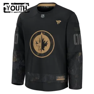 Fanatics Winnipeg Jets Lasten Pelipaita 2024-2025 Military Appreciation Practice Musta ( Omalla Nimellä )