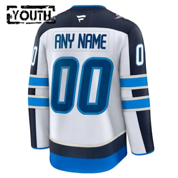 Fanatics Winnipeg Jets Lasten Pelipaita 2024-2025 Vieras Premium Valkoinen ( Omalla Nimellä )