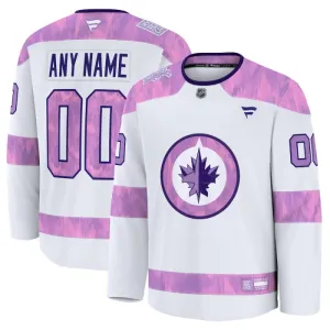 Fanatics Winnipeg Jets Pelipaita 2024-2025 Hockey Fights Cancer Practice Valkoinen ( Omalla Nimellä )