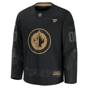 Fanatics Winnipeg Jets Pelipaita 2024-2025 Military Appreciation Practice Musta ( Omalla Nimellä )