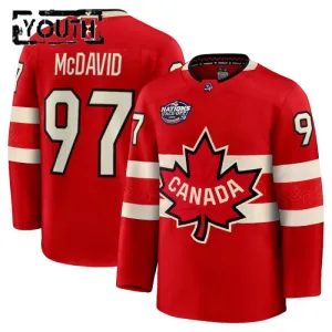 Fanatics Kanada 4 Nations Face Off Connor McDavid Lasten Pelipaita 2025 Premium Punainen