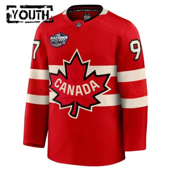 Fanatics Kanada 4 Nations Face Off Connor McDavid Lasten Pelipaita 2025 Premium Punainen