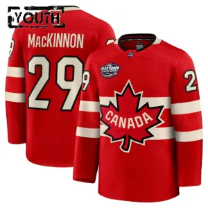 Fanatics Kanada 4 Nations Face Off Nathan Mackinnon Lasten Pelipaita 2025 Premium Punainen