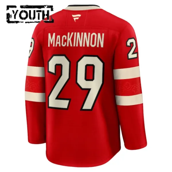 Fanatics Kanada 4 Nations Face Off Nathan Mackinnon Lasten Pelipaita 2025 Premium Punainen