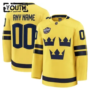 Fanatics Ruotsi 4 Nations Face Off Lasten Pelipaita 2025 Premium Keltainen ( Omalla Nimellä )