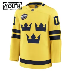 Fanatics Ruotsi 4 Nations Face Off Lasten Pelipaita 2025 Premium Keltainen ( Omalla Nimellä )