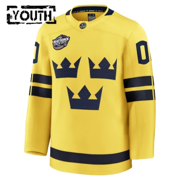 Fanatics Ruotsi 4 Nations Face Off Lasten Pelipaita 2025 Premium Keltainen ( Omalla Nimellä )