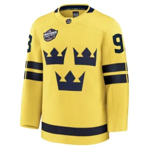 Fanatics Ruotsi 4 Nations Face Off Mika Zibanejad Pelipaita 2025 Premium Keltainen