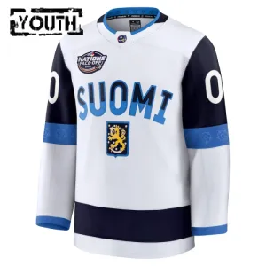 Fanatics Suomi 4 Nations Face Off Lasten Pelipaita 2025 Premium Valkoinen ( Omalla Nimellä )
