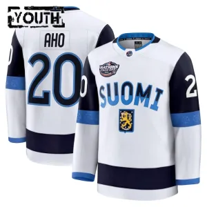 Fanatics Suomi 4 Nations Face Off Sebastian Aho Lasten Pelipaita 2025 Premium Valkoinen