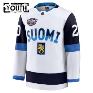 Fanatics Suomi 4 Nations Face Off Sebastian Aho Lasten Pelipaita 2025 Premium Valkoinen