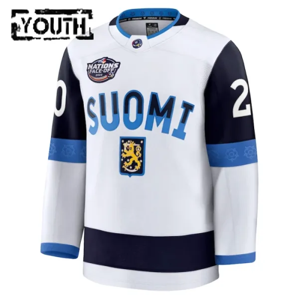 Fanatics Suomi 4 Nations Face Off Sebastian Aho Lasten Pelipaita 2025 Premium Valkoinen