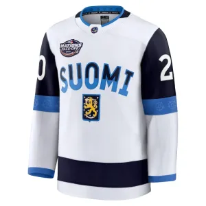 Fanatics Suomi 4 Nations Face Off Sebastian Aho Pelipaita 2025 Premium Valkoinen