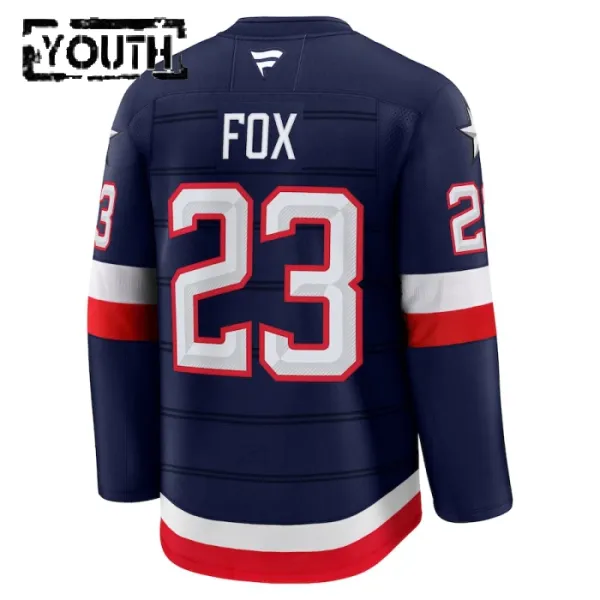 Fanatics USA 4 Nations Face Off Adam Fox Lasten Pelipaita 2025 Premium Navy