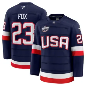 Fanatics USA 4 Nations Face Off Adam Fox Pelipaita 2025 Premium Navy