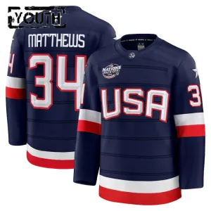 Fanatics USA 4 Nations Face Off Auston Matthews Lasten Pelipaita 2025 Premium Navy