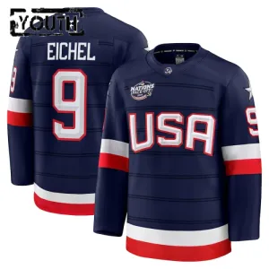 Fanatics USA 4 Nations Face Off Jack Eichel Lasten Pelipaita 2025 Premium Navy