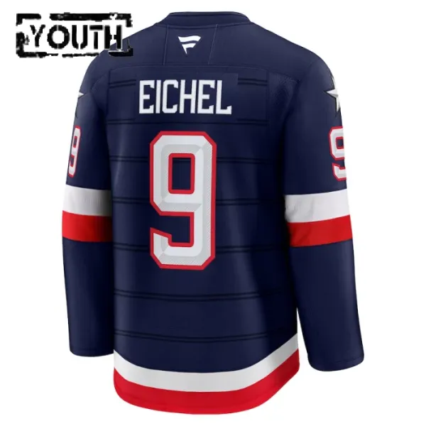 Fanatics USA 4 Nations Face Off Jack Eichel Lasten Pelipaita 2025 Premium Navy