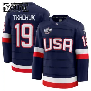 Fanatics USA 4 Nations Face Off Matthew Tkachuk Lasten Pelipaita 2025 Premium Navy