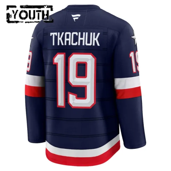 Fanatics USA 4 Nations Face Off Matthew Tkachuk Lasten Pelipaita 2025 Premium Navy